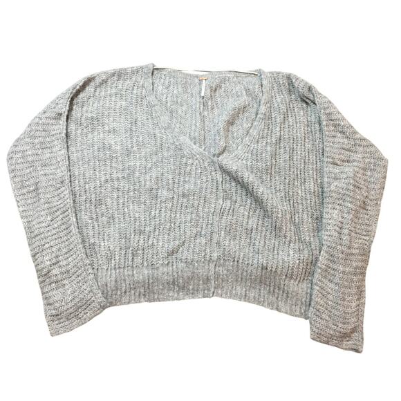 Free People MoonBeam V Neck Sweater Grey Size XL Alpaca Blend - Picture 1 of 9